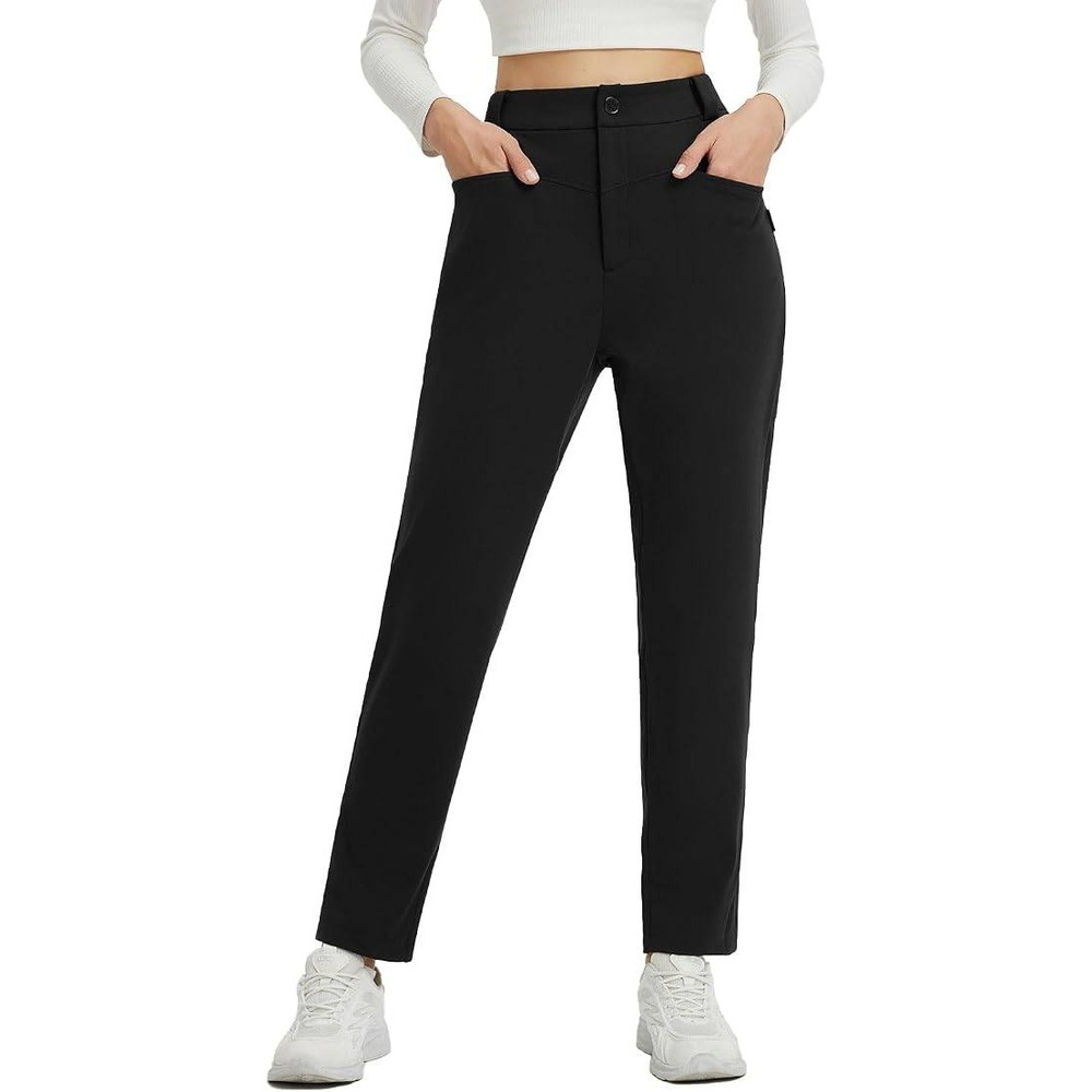 Baleaf Fleece Lined XL Women's Stretch Thermal 5 Pocket Work Golf Pants Black